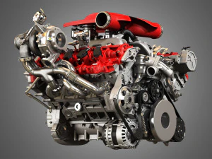 f8 tributo engine - v8 twin turbo engine 3D Model