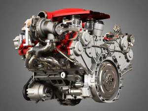 f8 tributo engine - v8 twin turbo engine 3D Model