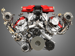 f8 tributo engine - v8 twin turbo engine Model 3D