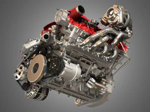 f8 tributo engine - v8 twin turbo engine 3D Model