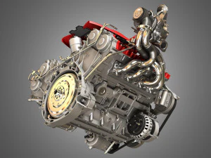 f8 tributo engine - v8 twin turbo engine 3D Model