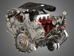 488 pista engine - v8 twin turbo engine 3D मॉडल