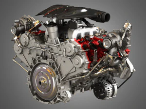 488 pista engine - v8 twin turbo engine 3D Model