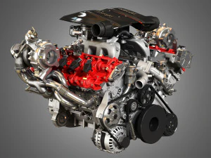 488 pista engine - v8 twin turbo engine 3D Model