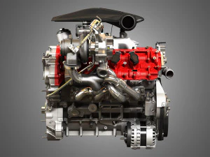 488 pista engine - v8 twin turbo engine 3D Model