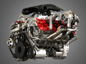 488 pista engine - v8 twin turbo engine 3D Model