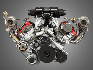 488 pista engine - v8 twin turbo engine 3D Model