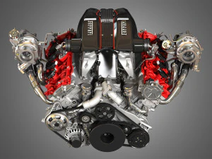 488 pista engine - v8 twin turbo engine 3D Model