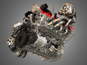 488 pista engine - v8 twin turbo engine 3D Model