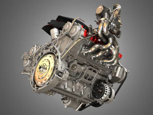 488 pista engine - v8 twin turbo engine 3D Model