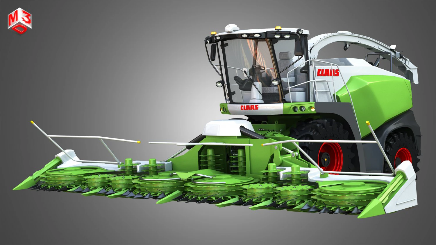 claas jaguar harvester with front harvester 3D Model .c4d .max .obj .3ds .fbx .stl .blend 