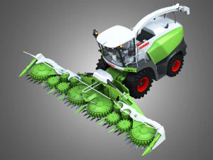 claas jaguar harvester with front harvester 3D Model