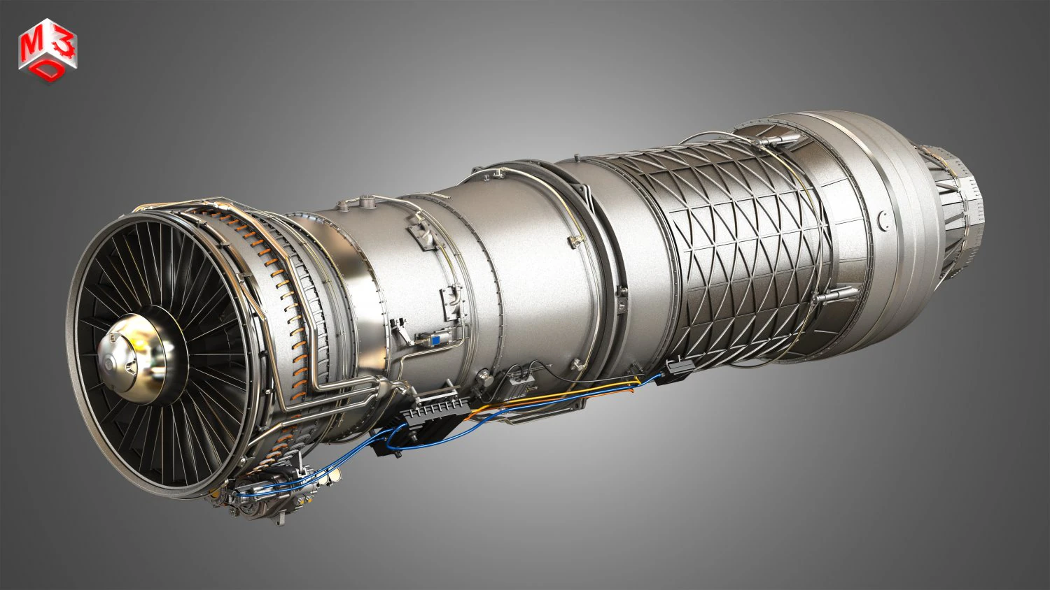 F100 - pw - 220 turbofan motor - iç parçalarla birlikte 3D Model .c4d .max .obj .3ds .fbx .stl .blend