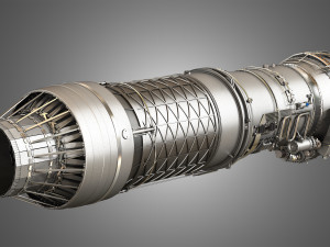 F100 - pw - 220 turbofan engine - with interior parts 3D मॉडल