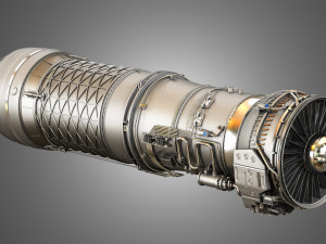 F100 - pw - 220 turbofan engine - with interior parts 3D मॉडल