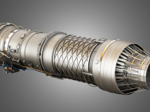 F100 - pw - 220 turbofan engine - with interior parts 3D मॉडल