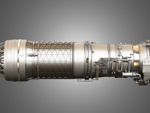 F100 - pw - 220 turbofan engine - with interior parts 3D मॉडल
