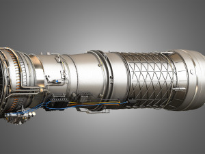 F100 - pw - 220 turbofan engine - with interior parts 3D मॉडल