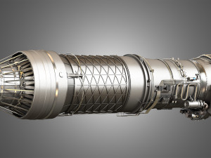 F100 - pw - 220 turbofan engine - with interior parts 3D मॉडल