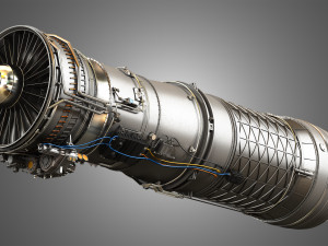 F100 - pw - 220 turbofan engine - with interior parts 3D मॉडल
