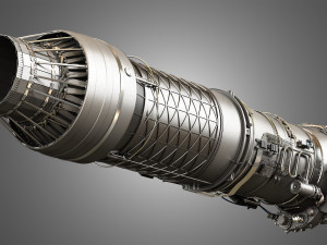F100 - pw - 220 turbofan engine - with interior parts 3D मॉडल