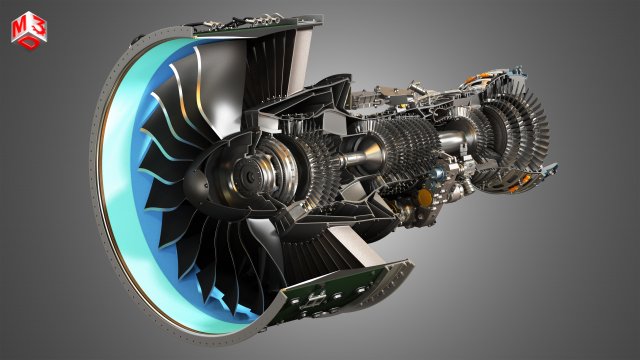 pw gtf geared turbofan engine - cutaway 3D Model .c4d .max .obj .3ds .fbx .stl .blend 