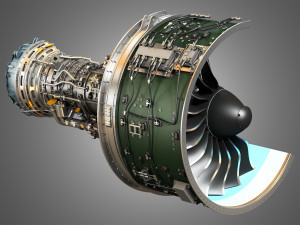 pw gtf geared turbofan engine - cutaway 3D Model