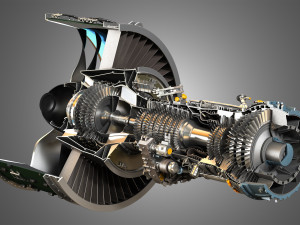 pw gtf geared turbofan engine - cutaway 3D Model