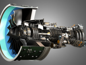 pw gtf geared turbofan engine - cutaway 3D Model