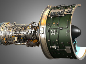 pw gtf geared turbofan engine - cutaway 3D Model