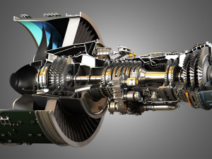 pw gtf geared turbofan engine - cutaway 3D Model