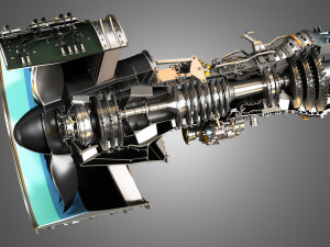pw gtf geared turbofan engine - cutaway 3D Model