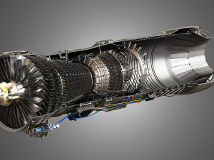 f100 - pw - 220 turbofan engine - cutaway 3D Model