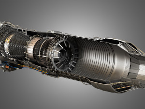 f100 - pw - 220 turbofan engine - cutaway 3D-Modell