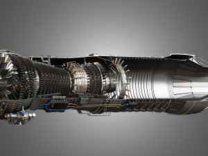 f100 - pw - 220 turbofan engine - cutaway 3D-Modell
