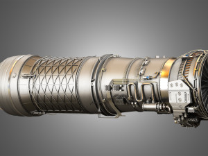 f100 - pw - 220 turbofan engine - cutaway 3D-Modell