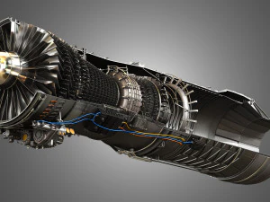f100 - pw - 220 turbofan engine - cutaway 3D Model
