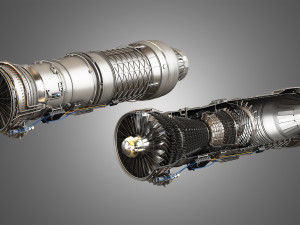 f100 - pw - 220 turbofan engine - cutaway 3D-Modell