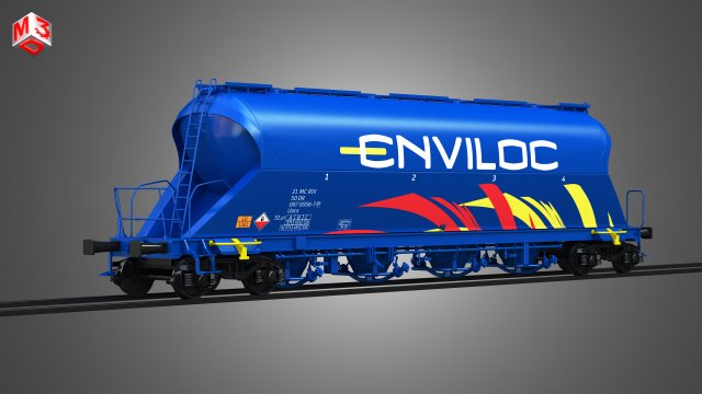 dust silo wagon - silo container car 3D Model .c4d .max .obj .3ds .fbx .stl .blend 