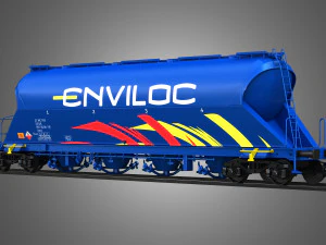 dust silo wagon - silo container car 3D Model