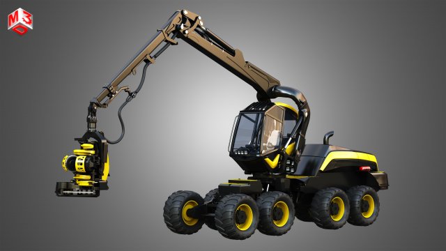 ponsse scorpionking forestry machine 3D Model .c4d .max .obj .3ds .fbx .stl .blend 