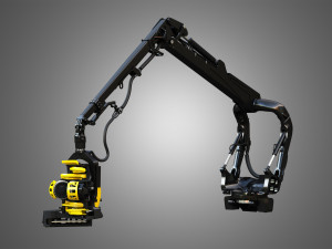Forestry Crane with Harvester Head 3D Model
