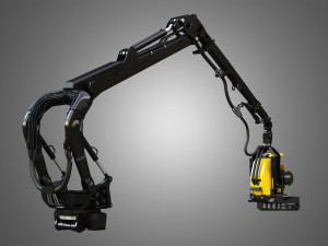 Forestry Crane with Harvester Head 3Dモデル