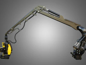 Forestry Crane with Harvester Head 3D Model