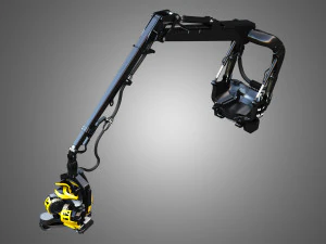Forestry Crane with Harvester Head 3D Model