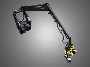 Forestry Crane with Harvester Head 3D Model