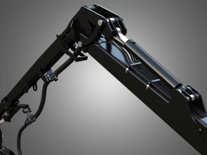 Forestry Crane with Harvester Head 3D Model