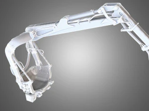 Forestry Crane with Harvester Head 3D Model