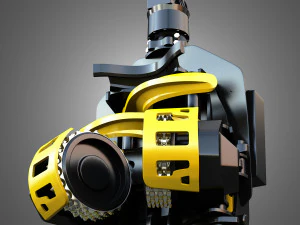 Forestry Crane with Harvester Head 3D Model