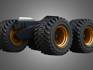 H21D Forestry Harvester Wheels and Tires with Suspension 3D Model